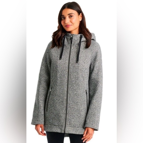 1 Madison Expedition Jacket Coat Women Gray Hooded Black Fleece Ski Jacket Med - Picture 1 of 11